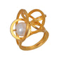 Handmade silver ring goldplated with freshwhater pearl. CDSXm