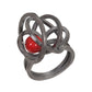 Handmade silver ring rhodium plated with coral. CDSPk