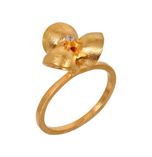 Handmade silver ring goldplated with zirgon